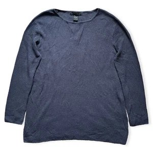 Express 90s Deadstock Knit Pullover Men Sz L Navy Blue Slit Boat NWT Vintage Y2K - Picture 1 of 10