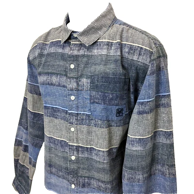 Camisa Para Hombres De Colección Años 90 Zoo York Manga Larga Botón Grande Azul Cambray Lavado Ácido Foto 1 de 4