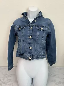 Arizona Jeans Company Girls Blue Jean Denim Jacket Size L 14 Pockets U - Picture 1 of 6