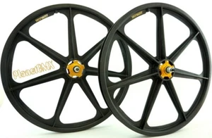 Skyway BMX 24" Tuff Wheels GRAPHITE w/ GOLD ALLOY FLANGE HUBS 3/8" axles RETRO - Picture 1 of 3