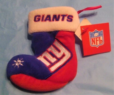 Equipo Beans NFL NY New York Giants Navidad Vacaciones 4" Mini Medias Adorno Foto 1 de 2