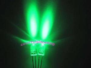 100 Stück, 5 mm Grün Rund Flanschlos Wasser Klar LED LED LEDs Lampe + Widerstände für 12 V - Bild 1 von 2