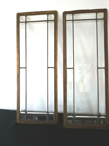 2 antike Fenster, geschliffene Glasscheiben, Glaseinsätze, Messingrahmen - Bild 1 von 12