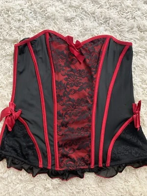 Corsé de encaje TORRID para mujer talla 1 negro rojo sin tirantes cierre de gancho y ojo deshuesado Foto 1 de 4