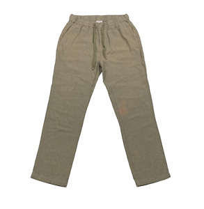 FOLK Men's Slim Fit Linen Blend Canvas Trousers W32 L29 Brown