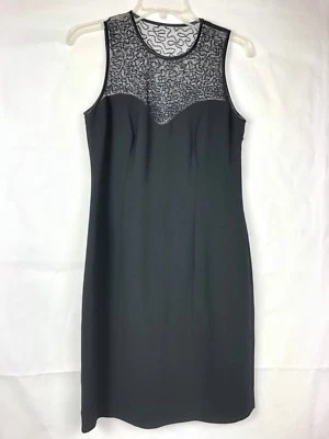 Jones New York women's Black Dress Size Petite S Illusion Beaded Sleeveless 83P - Image 1 of 4