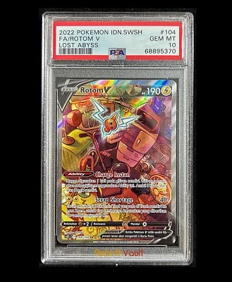 PSA 10 2022 Pokemon Bahasa Indonesia Rotom V 104/100 SR Lost Abyss Alt Art POP 1 - Image 1 of 2