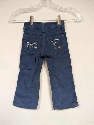 Wrangler Kids Boys Jeans 3T Skinny Corduroy Blue Pants Airplane Embroidered - Imagem 1 de 4