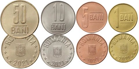 ROMANIA COMPLETE SET OF 4 COINS 1 - 5 - 10 - 50 BANI 2021 UNC Cover