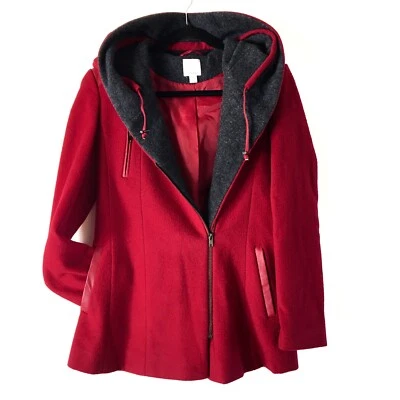 HALOGEN Coat Hood Warm Wool Red Women’s XS US 4 - Image 1 of 4