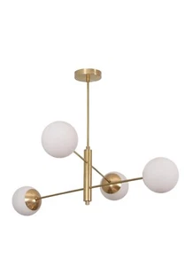 4 Light Globe Mid Century Black Brass Sputnik chandelier light Fixture - Picture 1 of 6