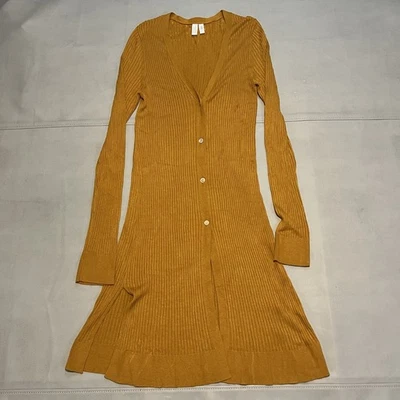 Maxi Cárdigan Largo Anthropologie Meadow Rue Mostaza Acanalado Gran Tamaño-L- Foto 1 de 4