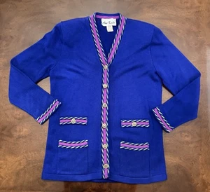 Vintage 70s 80s Ami Knits Cardigan Womens Size 10 Blue Made In The USA - Picture 1 of 4