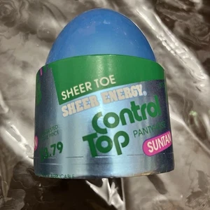 Vintage Leggs Egg Sheer Energy Suntan All Sheer Toe Pantyhose Size B New In Egg - Picture 1 of 2