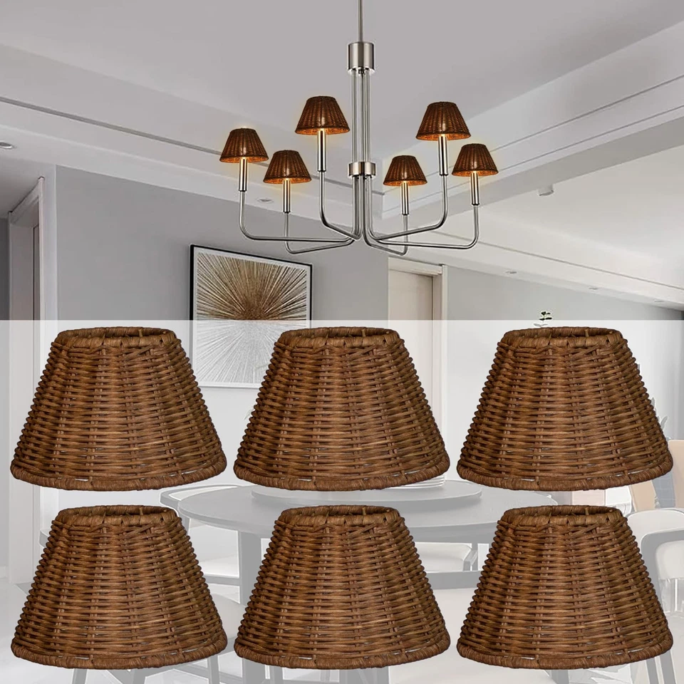 Candelabros de ratán, juego de 6, pantallas de repuesto tejidas para mesa La... Foto 1 de 4