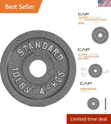 Олимпийская чугунная весовая пластина 10 фунтов с обожженным эмалированным покрытием - надежное качество - Изображение 1 из 4