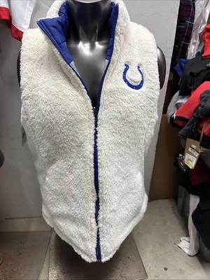 NFL Indianapolis Colts Mujer GRANDE Reversible Puffer Chaleco Forro Sherpa Nuevo Foto 1 de 4