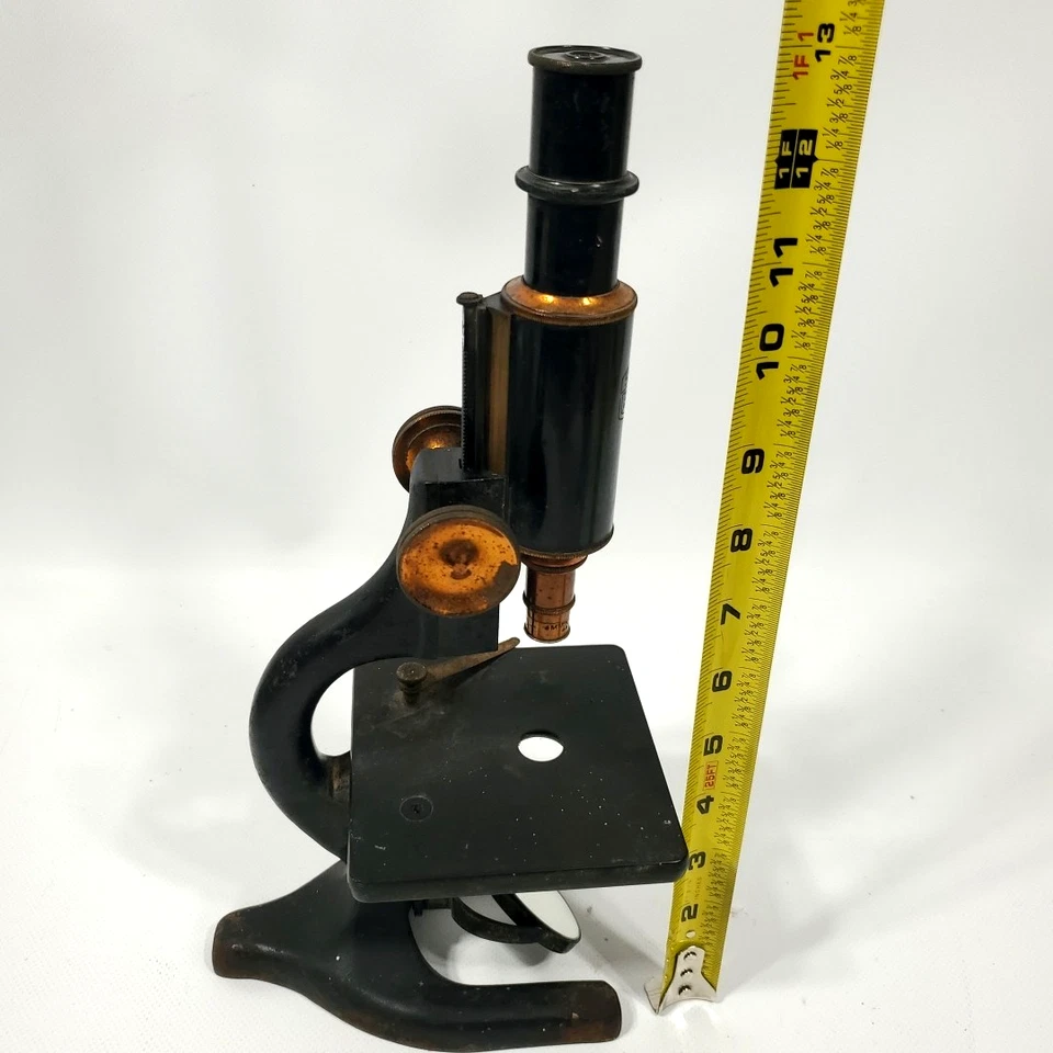 Vintage 1924 Spencer 12x Microscope Buffalo USA Cast Iron w/Brass Serial #88066 - Image 1 of 4