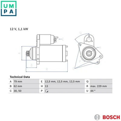 STARTER 0 986 029 110 FOR SKODA KAMIQ SUPERB/III OCTAVIA/Combi CITIGO FABIA 1.0L - Image 1 of 4
