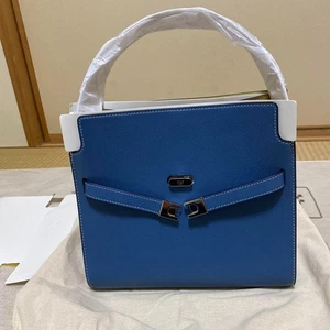 Bolso Doble Pequeño Tory Burch Lee Radziwill Cuero Azul Nuevo con Bolsa Antipolvo - Imagen 1 de 17
