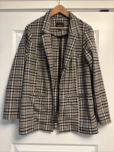 Blazer donna elasticizzato aderente Liverpool Los Angeles nero marrone chiaro Lt blu a quadri taglia M - Foto 1 di 6