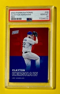 POP 1 CLAYTON KERSHAW SSP PSA 10 2022 Panini National RED FOIL #/99 ONLY ONE! - Picture 1 of 2