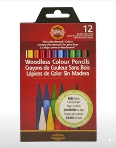 Koh-I-Noor Hardtmuth Woodless Colour Pencil 12-Color Set NEW Shipping Included - Picture 1 of 3