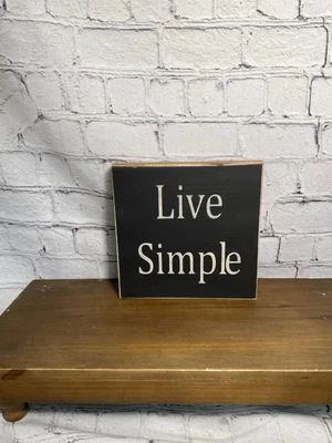 Letrero de madera Live Simple, decoración de granja, estilo vintage, bloque de cuidador de estante Foto 1 de 3