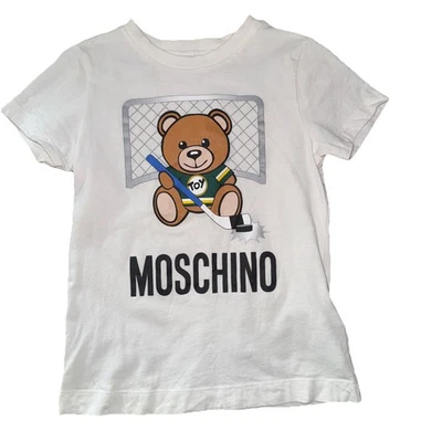 MOSCHINO KID Black Teddy Logo T-Shirt Top Size 6 Years 116 cm - Image 1 of 4