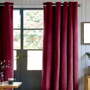 Rideau velours Occultant 100% Polyester 140x250 cm Rouge Uni - Imagen 1 de 5