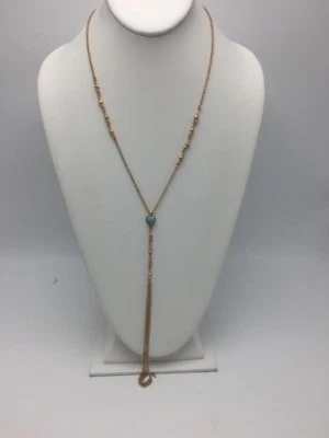 $34.50 Lucky Brand  rose gold Turquoise  Y necklace B36 - Image 1 of 4