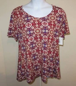 NUEVA LLR Lularoe PERFECTA Floral Geométrica CAMISA Dama Talla L Retro Boho Nueva con Etiquetas Hippie - Imagen 1 de 2