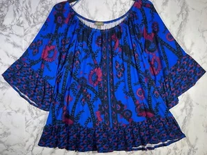 Style &Co Womens Size 3X Boho Floral dark Blue Print Blouse - Picture 1 of 8