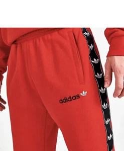 NEW MEN'S ADIDAS ORIGINALS ITASCA TREFOIL TAPE SWEATPANTS ~SIZE S Red #HY2991 - Picture 1 of 9