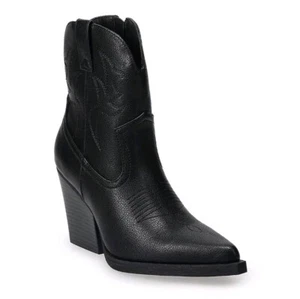 Womens SO Black Tapanga Western Festival Cowgirl Boho Heeled Boots Booties Shoes - Picture 1 of 12