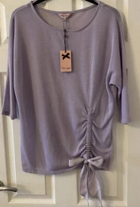 Phase Eight Elisa Jumper Top Size 14 Lilac Ruched Front with Silk Tie Fine Knit - Picture 1 of 6