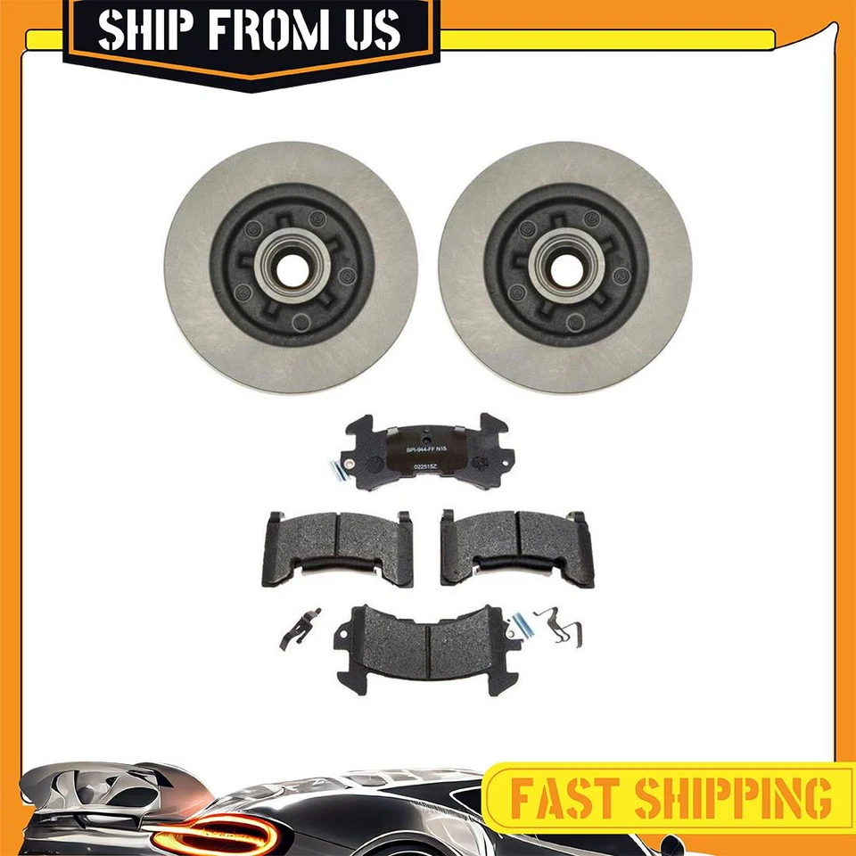 Kit de buje de rotor de freno delantero y pastillas de freno metálicas para Oldsmobile Cutlass Supreme Foto 1 de 4