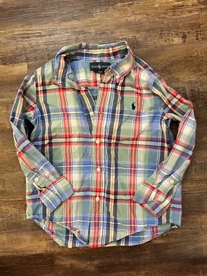 Ralph Lauren Boys 4 Button Down Plaid Shirt - Image 1 of 3