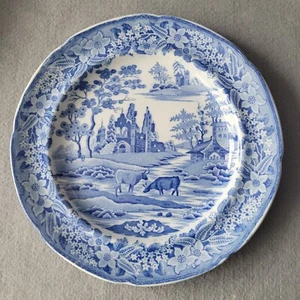ANTIQUE STAFFORDSHIRE PEARLWARE EASTERN SCENERY TRANSFER PRINTED SIDE PLATE 1820 - Picture 1 of 2