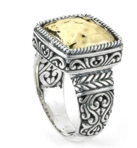 Samuel B Behnam Large Hammered Ring 18K Gold & Sterling 57883R.SLGO - Picture 1 of 6