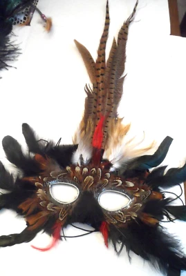Feathered  Multicolor Mask - MARDI GRAS MASQUERADE PARTY EYE MASK - HALLOWEEN - Image 1 of 3