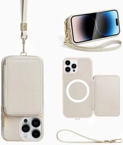 Wallet Case for iPhone 14 Pro Max 6.7 inch Zipper Leather RFID Blocking Cards - Picture 1 of 6