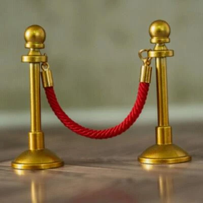 1/12 Scale Dollhouse Miniature Retractable Fence Red Rope Hotel Lobby Guardrail - Image 1 of 4