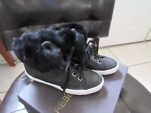 Sneakers da ginnastica Rebecca Minkoff Shiloh in pelliccia di coniglio nera pelle di polpaccio taglia 7 - Foto 1 di 7