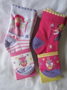 NEU MIT ETIKETT - 6 MÄDCHEN-SÖCKCHEN FEE & EINHORN - 0-2,5, 3-5,5 - KOSTENLOSER VERSAND NUR NACH UK - Bild 1 von 8