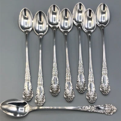 French Renaissance by Reed & Barton Sterling set of 8 Iced Teaspoons 7.5" - Image 1 of 3