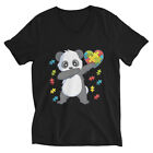 Dabbing Panda Autistic Support Autism Awareness Gift V-Neck