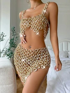 Summer Fashion Sexy Acrylic Tank Top for Women Open Back Slim Chain Vest Gift - Picture 1 of 7