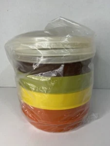 Juego de 4 Platos Cuadrados Tupperware Cosecha Otoño Naranja Marrón Verde Amarillo Nuevo - Imagen 1 de 2