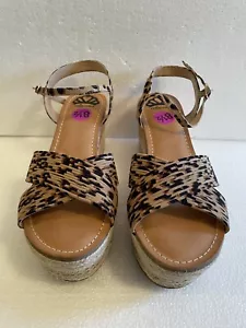 NEW Fergalicious Platform Espadrille Wedge Sandal SIZE 8.5 Leopard Print Shoes - Picture 1 of 7